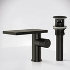 Single Hole Bathroom Faucet, Single-Handle Waterfall Sink Faucet with Drain Assembly SFS-1318B-BK - Matte Black