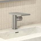 Single Hole Bathroom Faucet, Single-Handle Waterfall Sink Faucet with Drain Assembly SFS-1318B-NK - Brushed Nickel