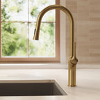 Pull Down Single Handle Kitchen Faucet with Dual Function SFS-1300K-GD - Brushed Gold