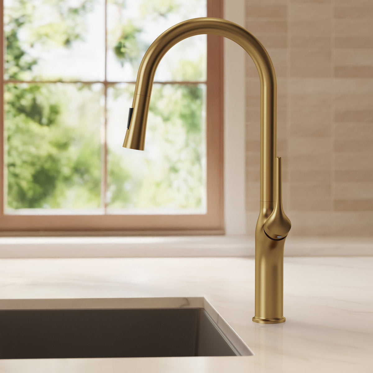Pull Down Single Handle Kitchen Faucet with Dual Function SFS-1300K-GD - Brushed Gold