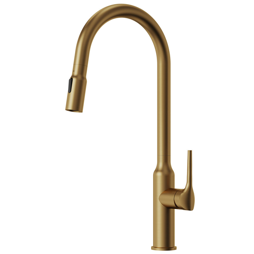 Dual-Function Single-Handle Pull-Down Kitchen Faucet with Swivel Spout SFS-1297K-GD - Brushed Gold