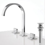 Widespread Bathroom Faucet 3 Hole, 2-handle Bathroom Sink Faucet with Drain Assembly SFS-1151-CH - Chrome