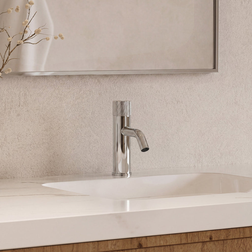 Single Hole Bathroom Faucet,Knob Single Handle Bathroom Sink Faucet with Drain Assembly SFS-1166-CH - Chrome