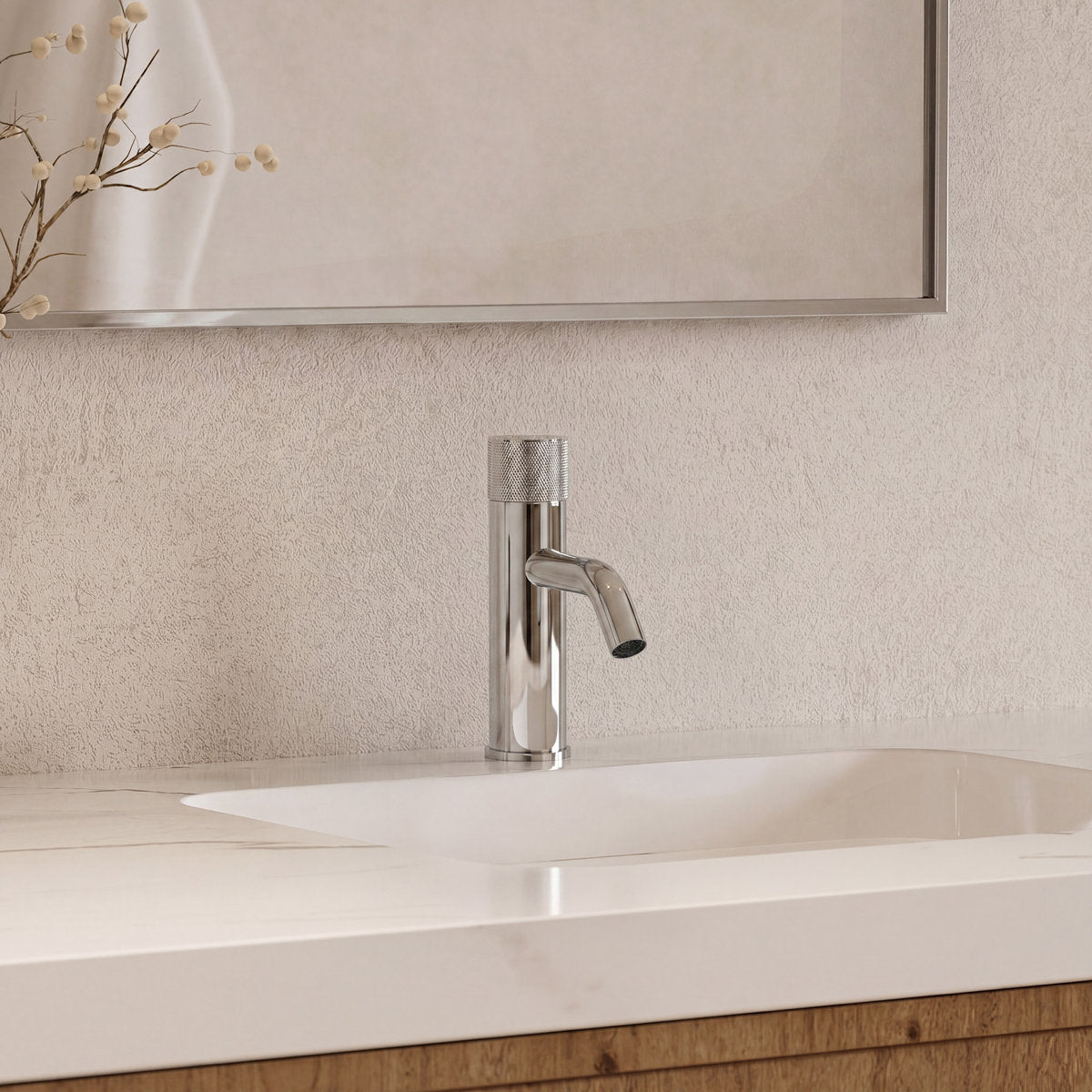 Single Hole Bathroom Faucet,Knob Single Handle Bathroom Sink Faucet with Drain Assembly SFS-1166-CH - Chrome