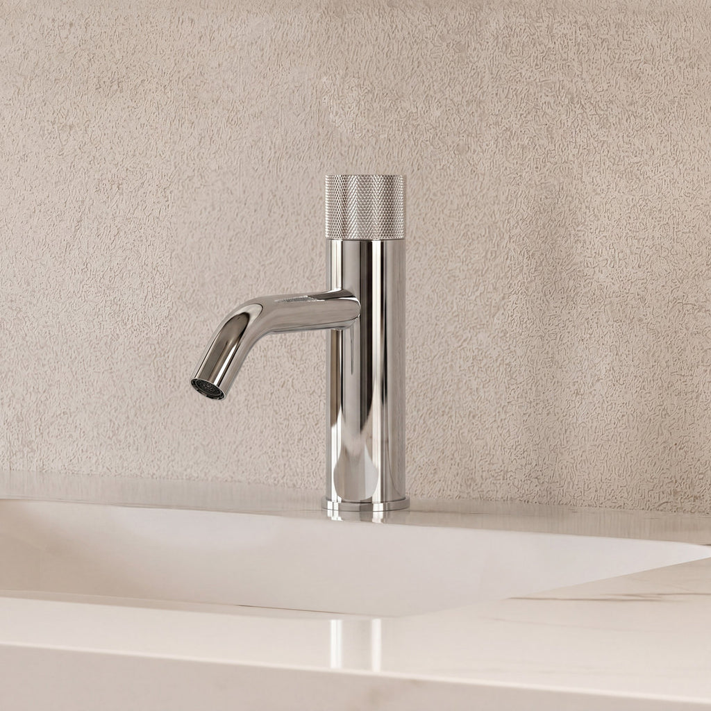 Single Hole Bathroom Faucet,Knob Single Handle Bathroom Sink Faucet with Drain Assembly SFS-1166-CH - Chrome