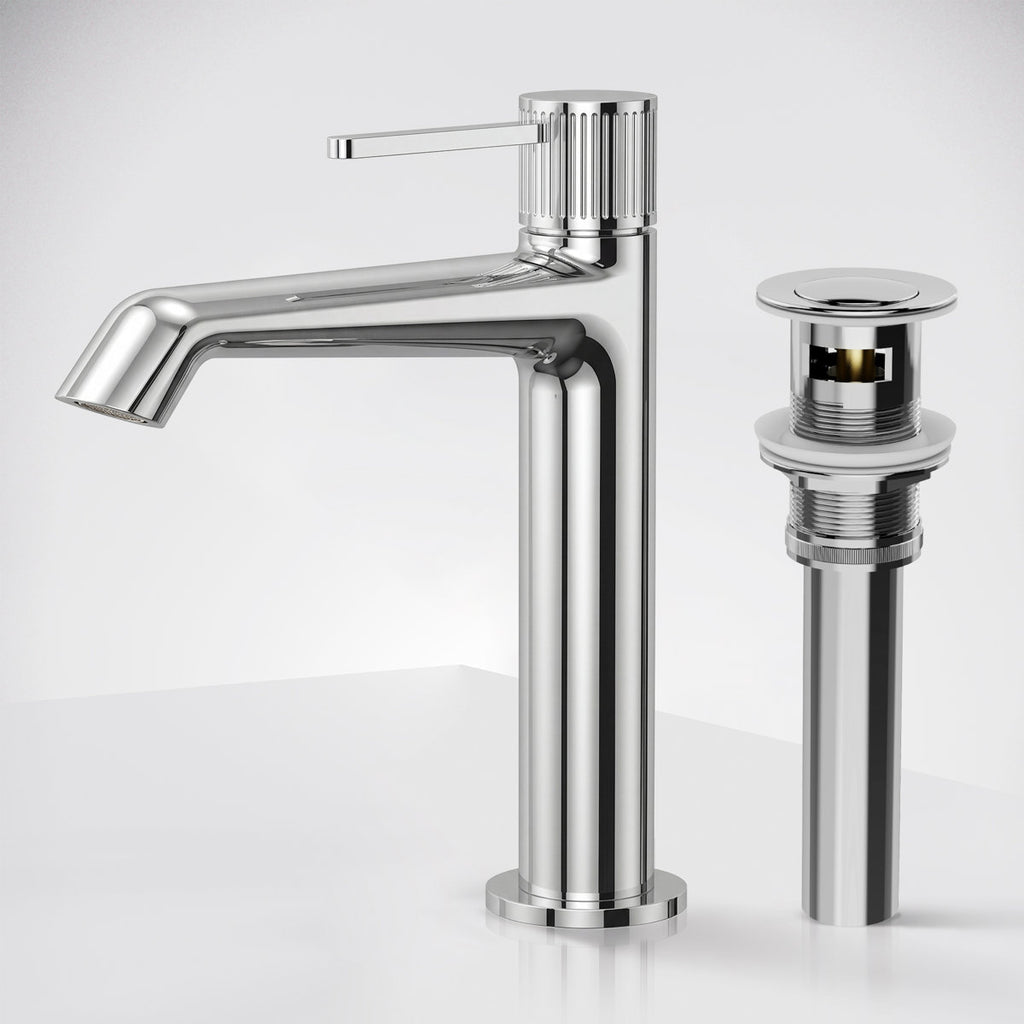 Single-Hole Single-Handle Bathroom Sink Faucet with Drain Assembly SFS-1313B-CH - Chrome