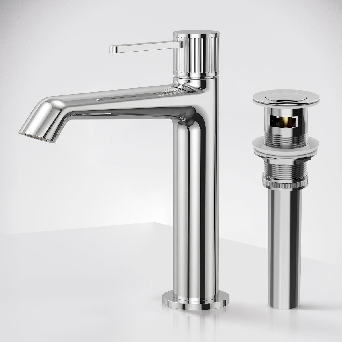 Single-Hole Single-Handle Bathroom Sink Faucet with Drain Assembly SFS-1313B-CH - Chrome