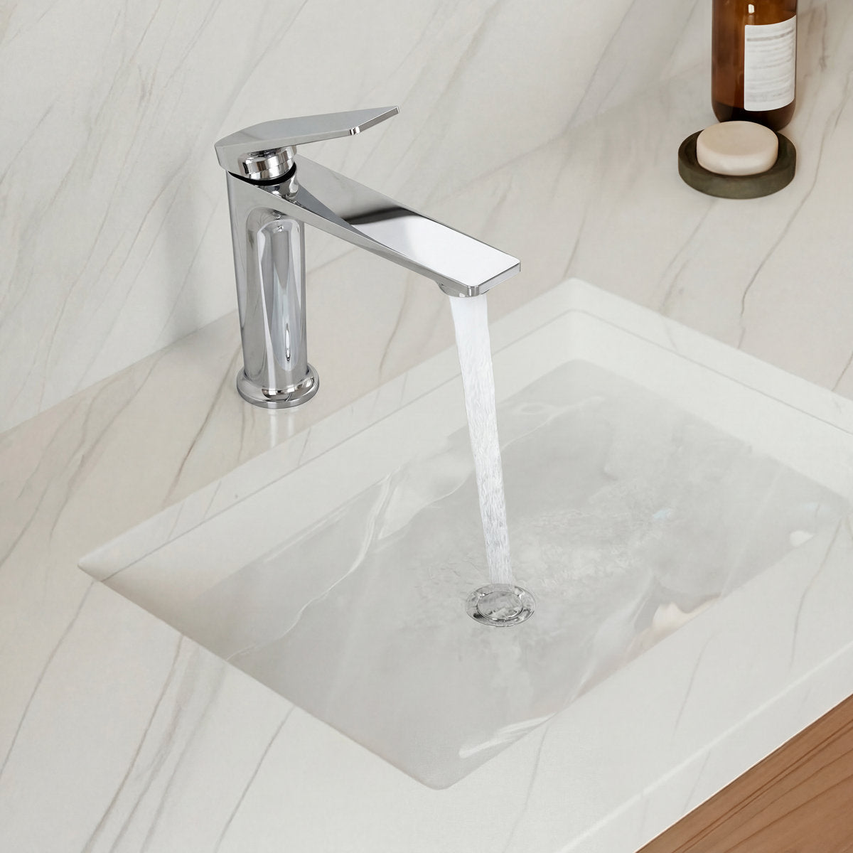Single Hole Bathroom Faucet with Drain Assembly, Single Handle Bathroom Sink Faucet SFS-1304B-CH - Chrome
