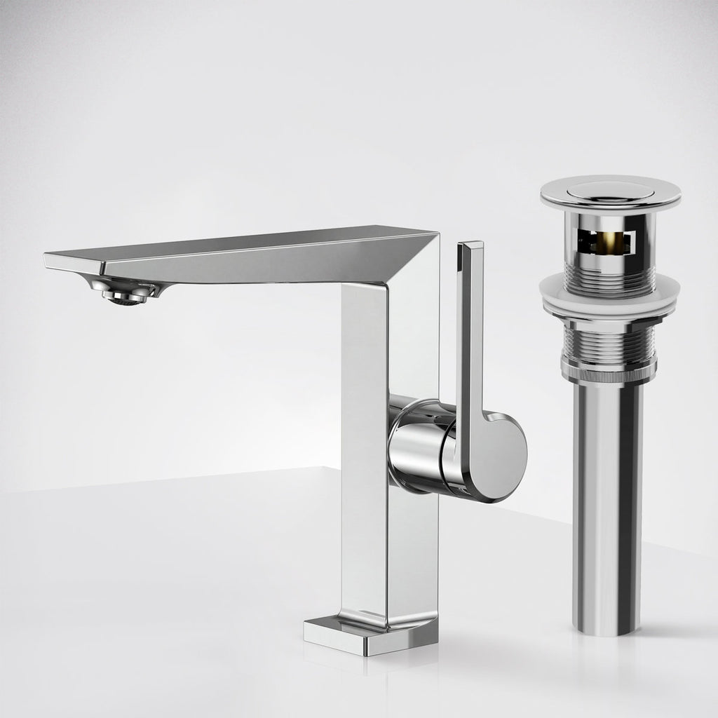 Single Hole Bathroom Faucet with Drain Assembly, Single Handle Bathroom Sink Faucet SFS-1304B-CH - Chrome