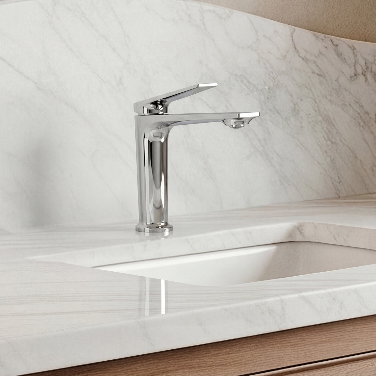 Single Hole Bathroom Faucet with Drain Assembly, Single Handle Bathroom Sink Faucet SFS-1304B-CH - Chrome