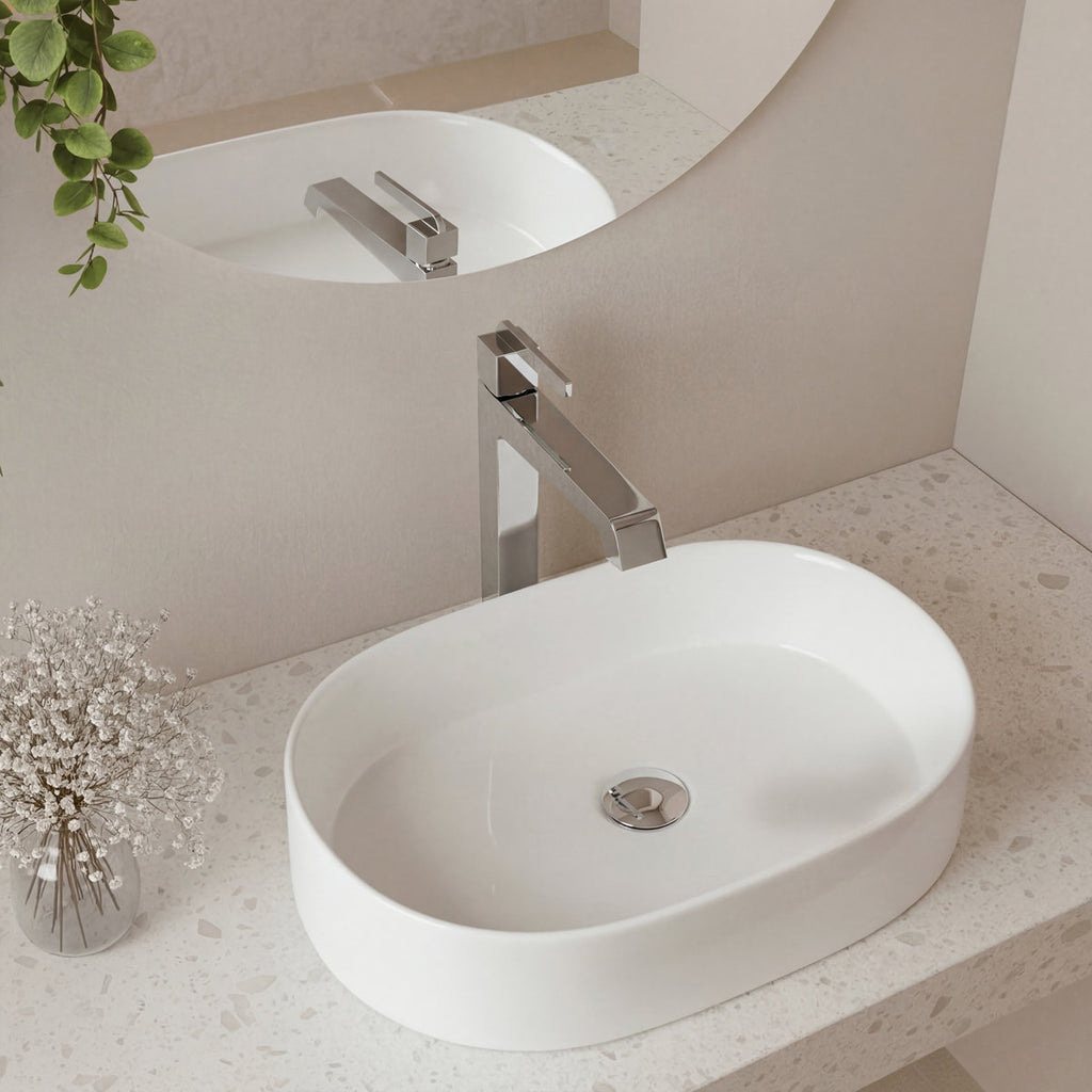 Single Hole Vessel Bathroom Faucet with Drain Assembly, Single Handle Vessel Bathroom Sink Faucet SFS-1312B-CH - Chrome