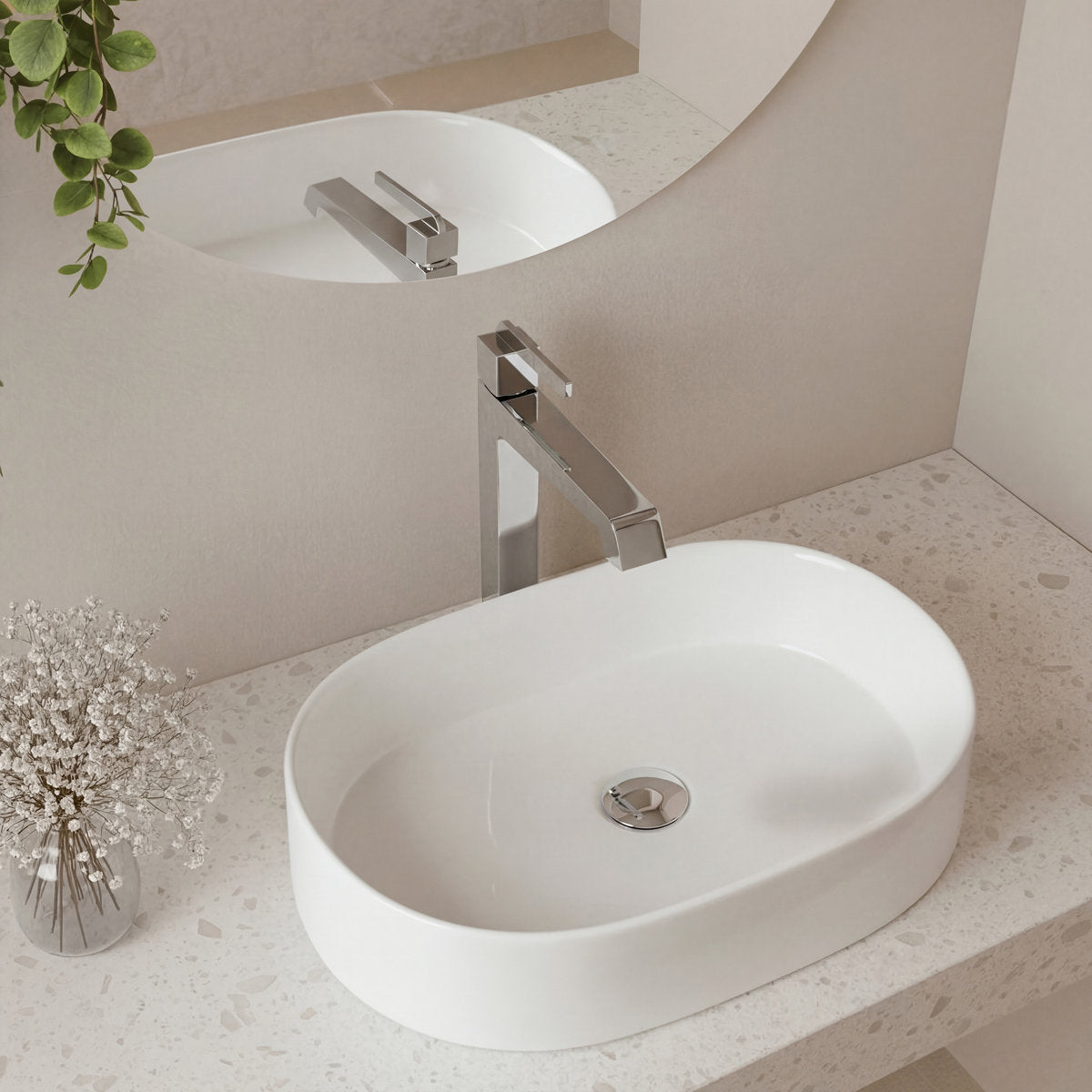 Single Hole Vessel Bathroom Faucet with Drain Assembly, Single Handle Vessel Bathroom Sink Faucet SFS-1312B-CH - Chrome
