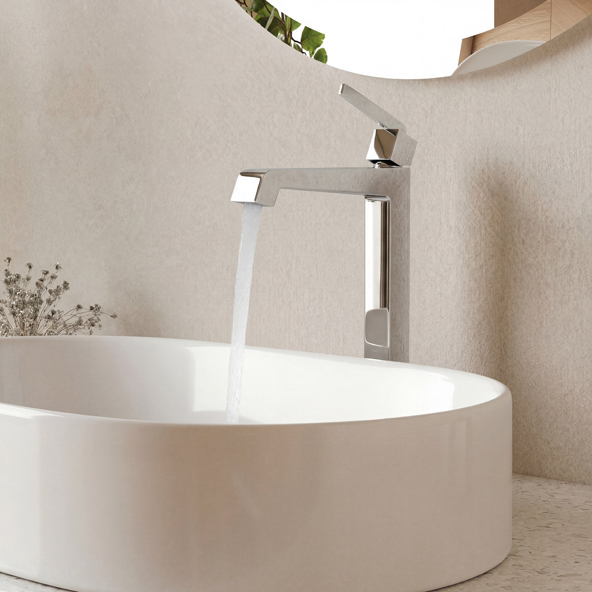 Single Hole Vessel Bathroom Faucet with Drain Assembly, Single Handle Vessel Bathroom Sink Faucet SFS-1312B-CH - Chrome
