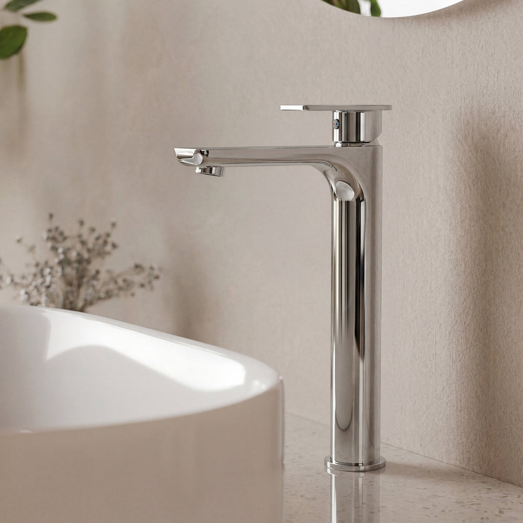 Single Hole Vessel Bathroom Faucet, Single Handle Bathroom Sink Faucet with Drain Assembly SFS-1121-CH - Chrome