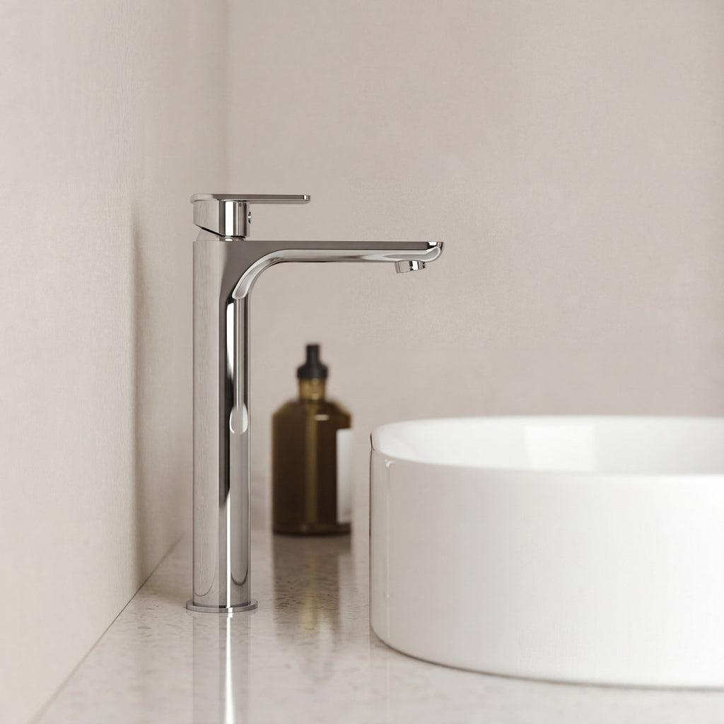 Single Hole Vessel Bathroom Faucet, Single Handle Bathroom Sink Faucet with Drain Assembly SFS-1121-CH - Chrome