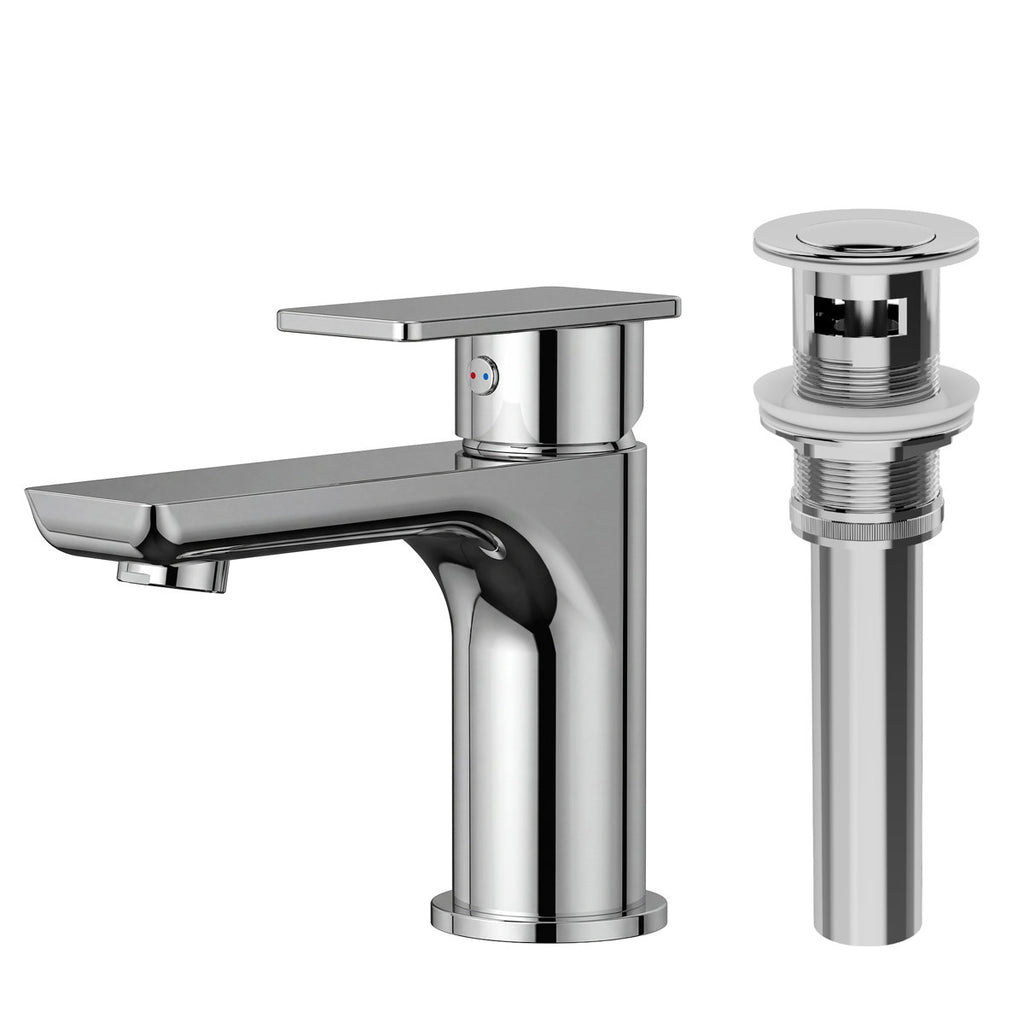 Single Hole Bathroom Faucet with Drain Assembly, Single Handle Bathroom Sink Faucet SFS-1120-CH - Chrome