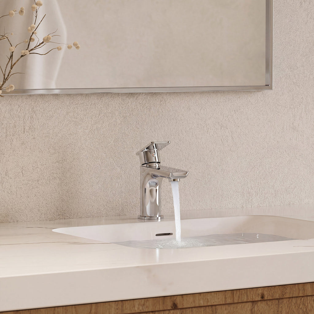 Single Hole Bathroom Faucet with Drain Assembly, Single Handle Bathroom Sink Faucet SFS-1120-CH - Chrome