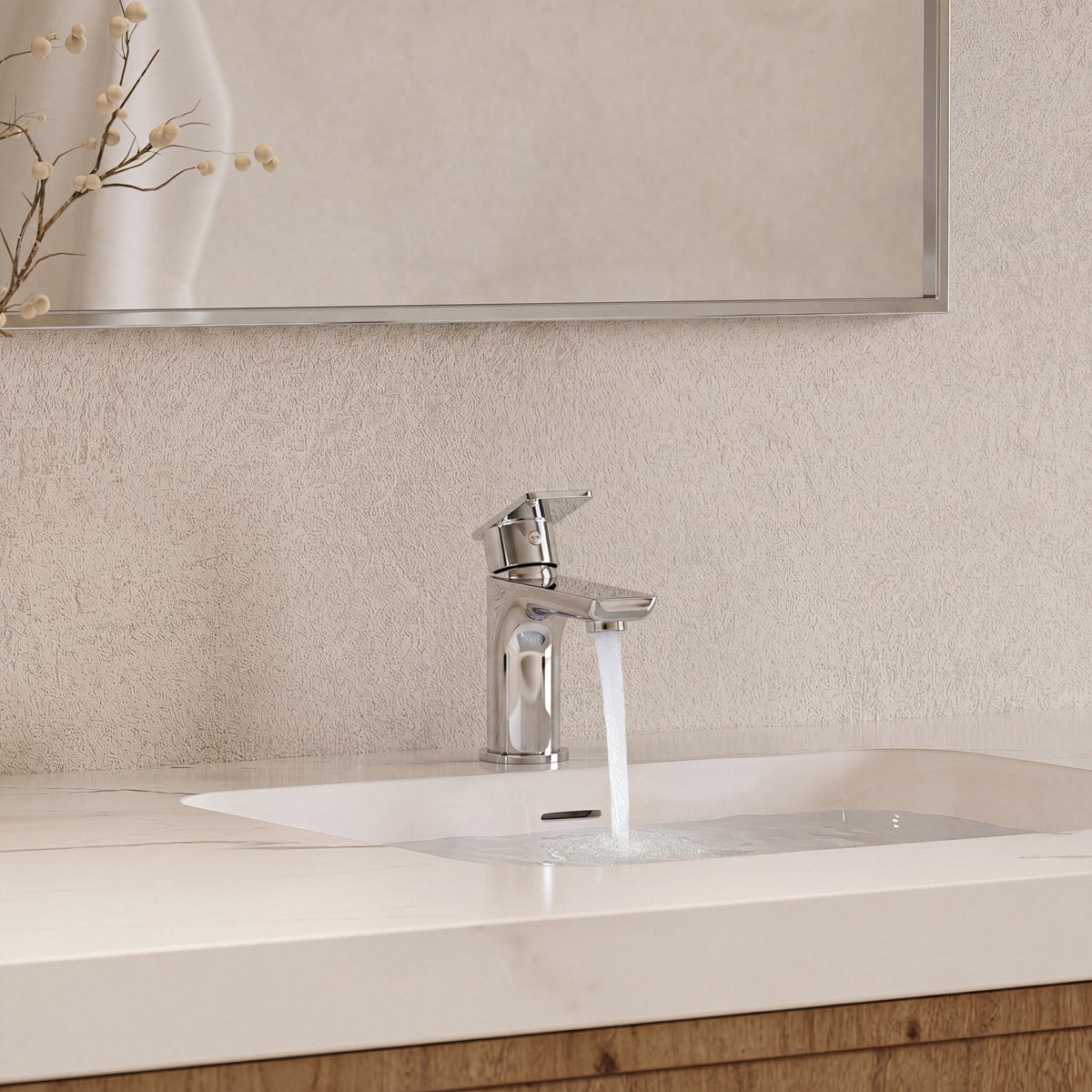 Single Hole Bathroom Faucet with Drain Assembly, Single Handle Bathroom Sink Faucet SFS-1120-CH - Chrome