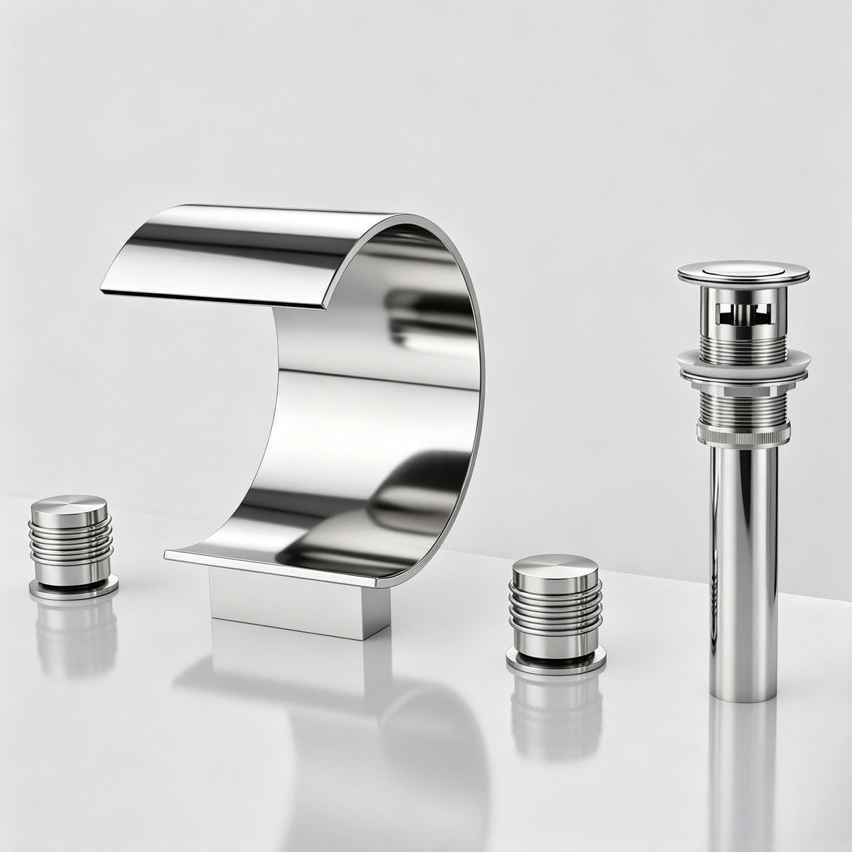 Widespread Bathroom Faucet 3 Hole, 2-handle Bathroom Sink Faucet with Drain Assembly SFS-1152-CH - Chrome