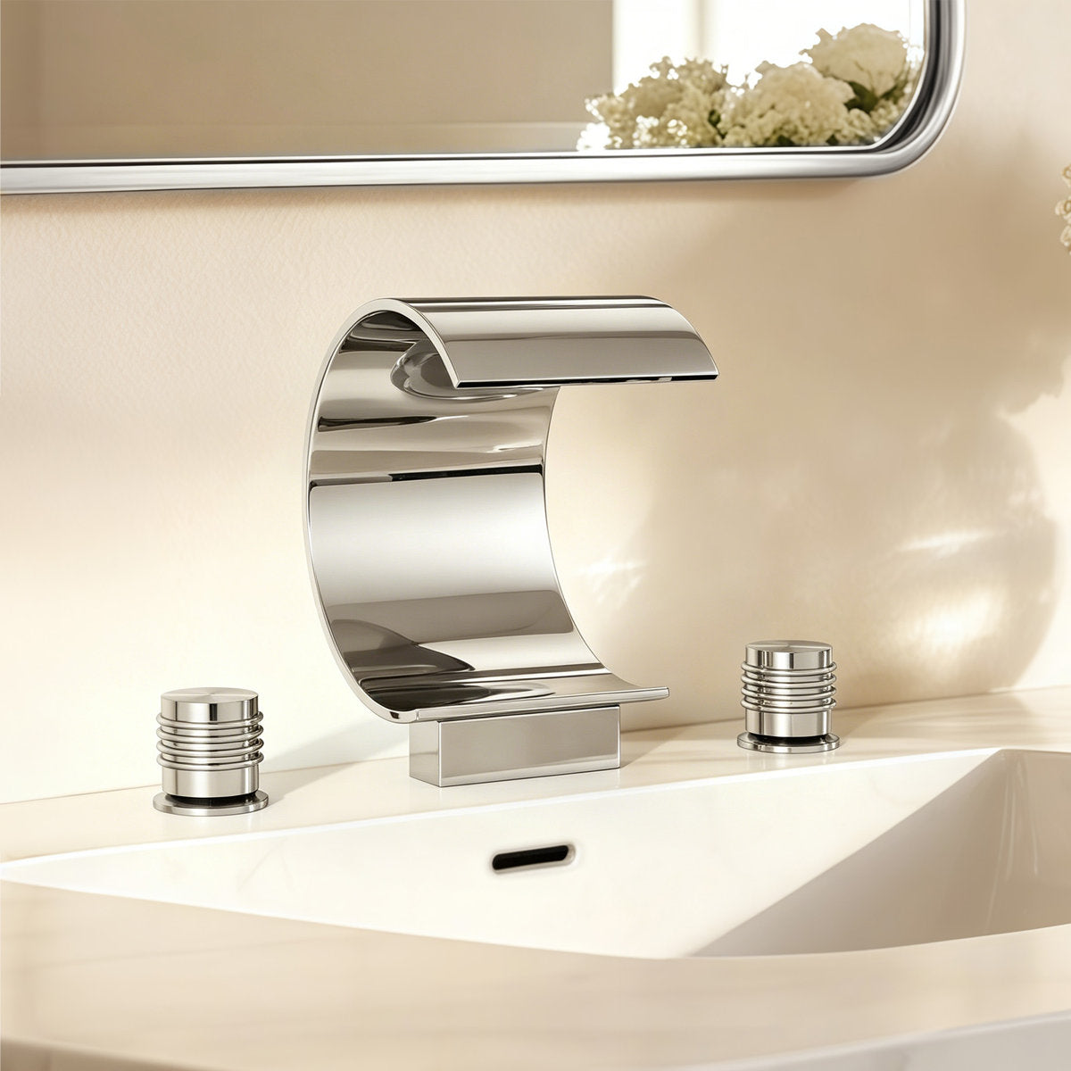 Widespread Bathroom Faucet 3 Hole, 2-handle Bathroom Sink Faucet with Drain Assembly SFS-1152-CH - Chrome