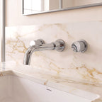 Wall Mounted Bathroom Faucet 3 Hole,2-Handle Bathroom Sink Faucet with Drain Assembly, Chrome SFS-1150-CH - Chrome