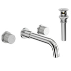 Wall Mounted Bathroom Faucet 3 Hole,2-Handle Bathroom Sink Faucet with Drain Assembly, Chrome SFS-1150-CH - Chrome