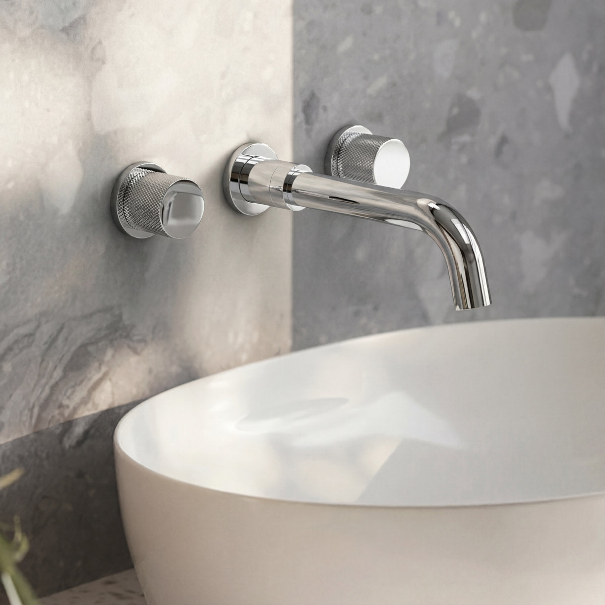 Wall Mounted Bathroom Faucet 3 Hole,2-Handle Bathroom Sink Faucet with Drain Assembly, Chrome SFS-1150-CH - Chrome
