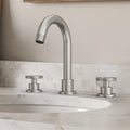 Widespread 3-Hole Bathroom Sink Faucet, 2-Handle Faucet with Wheel Knob Handles and Drain Assembly SFS-1324B-NK - Brushed Nickel