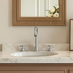 Widespread 3-Hole Bathroom Sink Faucet, 2-Handle Faucet with Wheel Knob Handles and Drain Assembly SFS-1324B-NK - Brushed Nickel