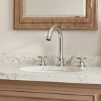 Widespread 3-Hole Bathroom Sink Faucet, 2-Handle Faucet with Wheel Knob Handles and Drain Assembly SFS-1324B-CH - Chrome