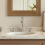 Widespread 3-Hole Bathroom Sink Faucet, 2-Handle Faucet with Wheel Knob Handles and Drain Assembly SFS-1324B-CH - Chrome