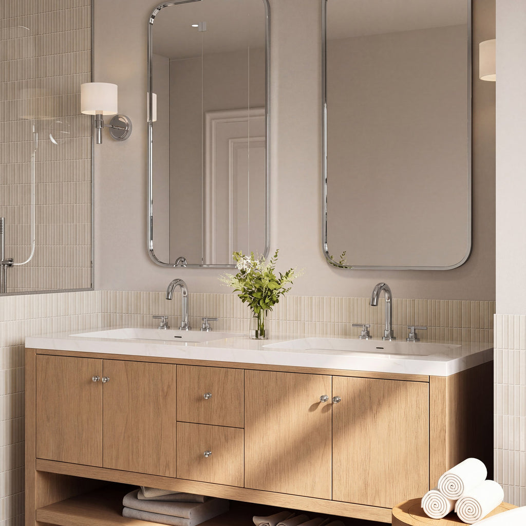 Widespread Bathroom Faucet 3 Hole, 2-Handle Bathroom Sink Faucet SFS-1112-CH - Chrome