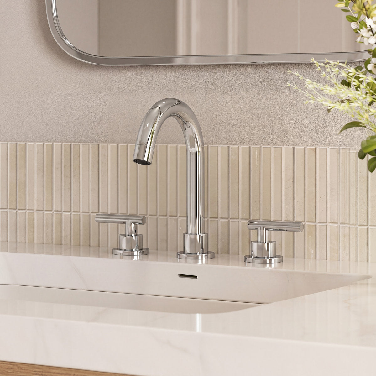 Widespread Bathroom Faucet 3 Hole, 2-Handle Bathroom Sink Faucet SFS-1112-CH - Chrome