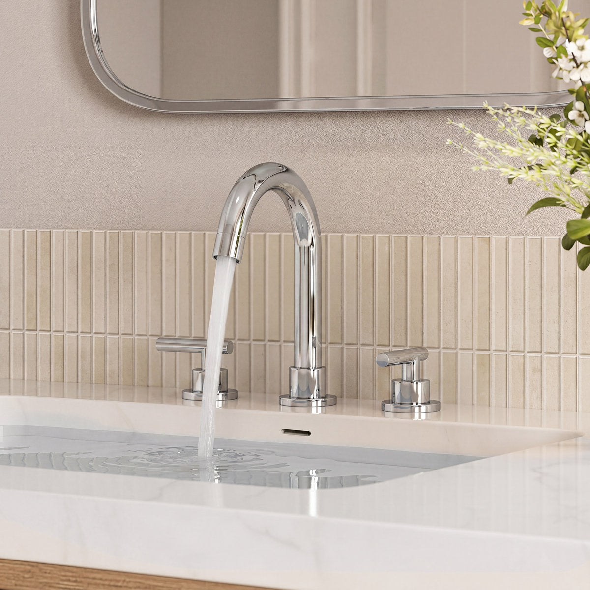 Widespread Bathroom Faucet 3 Hole, 2-Handle Bathroom Sink Faucet SFS-1112-CH - Chrome