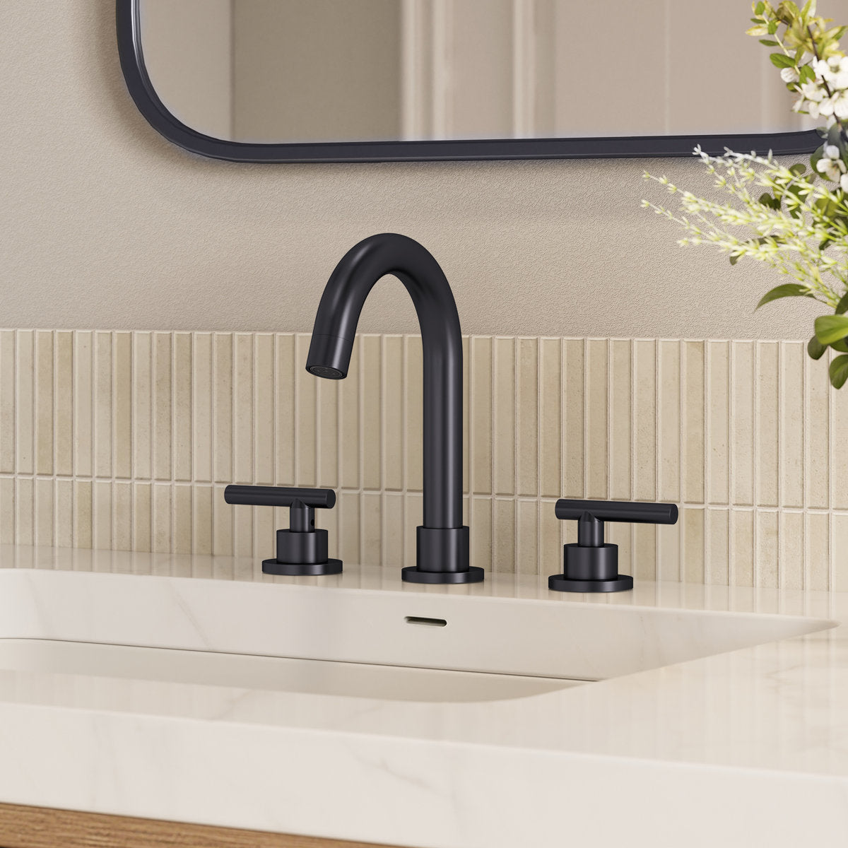 Widespread Bathroom Faucet 3 Hole, 2-Handle Bathroom Sink Faucet SFS-1112-GG - Gun Gray