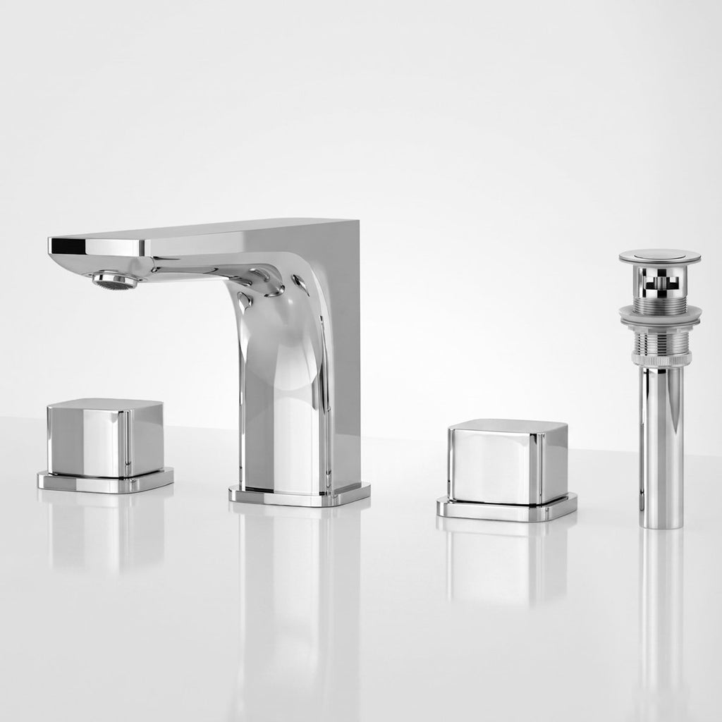 Widespread Bathroom Faucet 3 Hole, 2-handle Bathroom Sink Faucet with Drain Assembly SFS-1316B-CH - Chrome