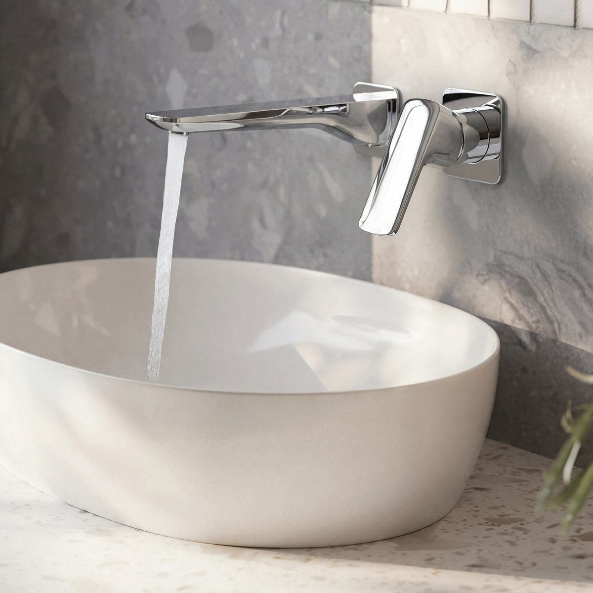 Wall Mounted Bathroom Faucet, Single-handle Bathroom Sink Faucet with Drain Assembly SFS-1317B-CH - Chrome