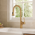 Pull-Down Single Handle Kitchen Faucet with High-Arc Spout SFS-1342K-GD - Brushed Gold