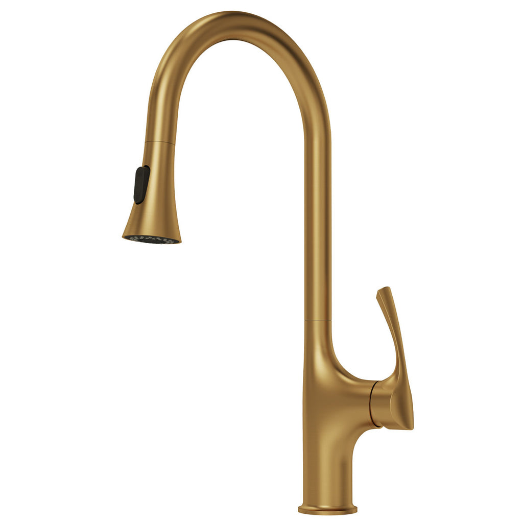 Pull-Down Single Handle Kitchen Faucet with High-Arc Spout SFS-1342K-GD - Brushed Gold