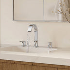 Widespread Bathroom Faucet 3 Hole, 2-Handle Bathroom Sink Faucet with Drain Assembly SFS-1115-CH - Chrome