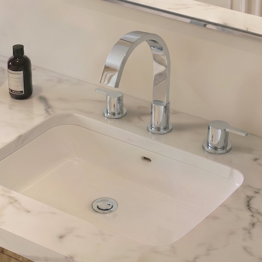 Widespread Bathroom Faucet 3 Hole, 2-Handle Bathroom Sink Faucet with Drain Assembly SFS-1115-CH - Chrome