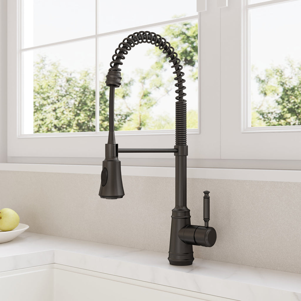 Commercial Style Dual Function Single Handle Pull Down Kitchen Faucet SFS-1345K-BK - Matte Black