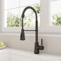 Commercial Style Dual Function Single Handle Pull Down Kitchen Faucet SFS-1345K-BK - Matte Black