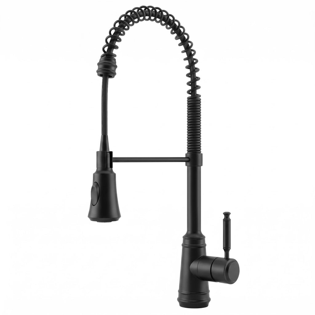 Commercial Style Dual Function Single Handle Pull Down Kitchen Faucet SFS-1345K-BK - Matte Black