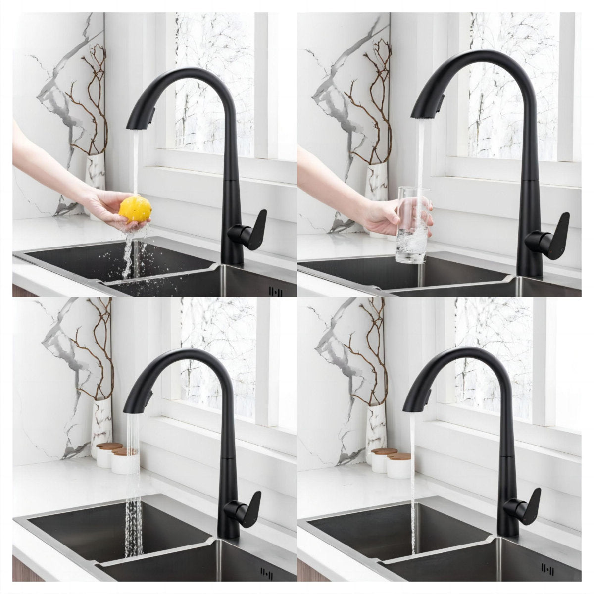 LPVLPV Pull Down Kitchen Faucet CF98003 - Matte Black