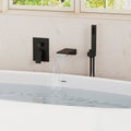 Wall Mount Waterfall Tub Faucet with Pressure Balance Valve and Hand Shower SF10-2FWM6502BK - Matte Black