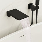 Wall Mount Waterfall Tub Faucet with Pressure Balance Valve and Hand Shower SF10-2FWM6502BK - Matte Black