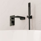 Wall Mount Waterfall Tub Faucet with Pressure Balance Valve and Hand Shower SF10-2FWM6502BK - Matte Black