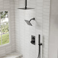 Ceiling Mount 12" High-Pressure Rainfall Shower Faucet, Dual Rainfall Shower Head System with Thermostatic Valve SFS1007-BK12 - Matte Black