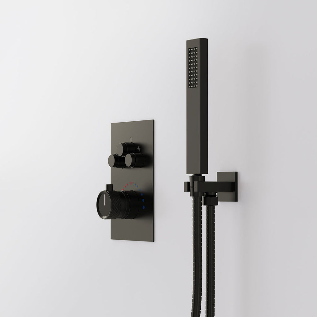 Ceiling Mount 12" High-Pressure Rainfall Shower Faucet, Dual Rainfall Shower Head System with Thermostatic Valve SFS1007-BK12 - Matte Black
